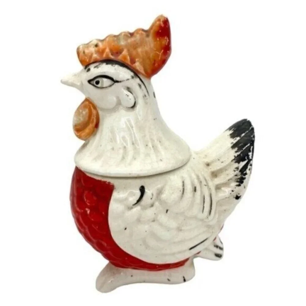 Vintage Artmark Japan Hen & Rooster Cream Sugar Bowl Salt Pepper Shaker